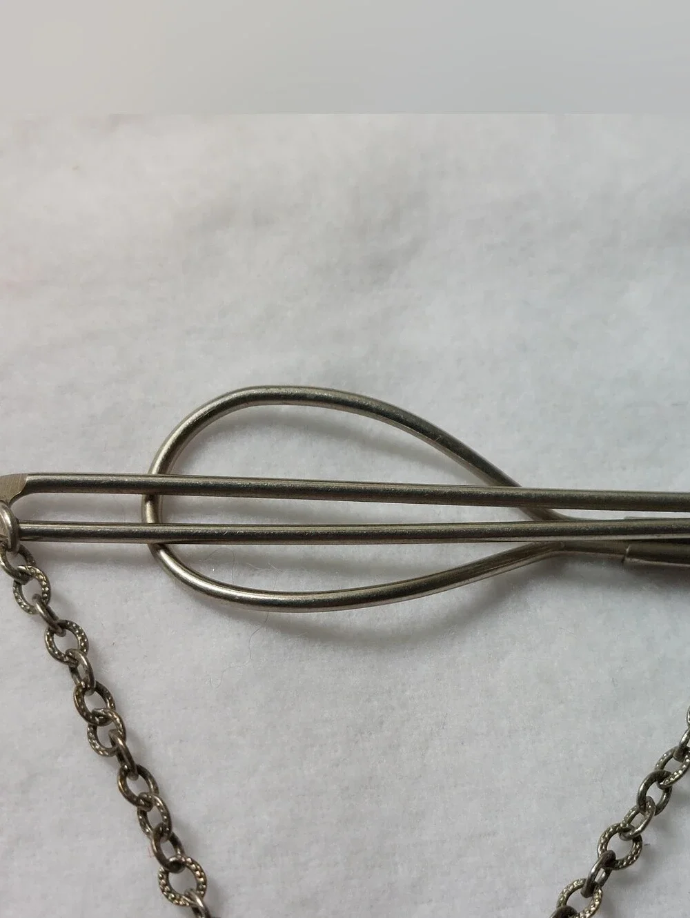 Vintage Estate Mid Century Scenic Moss Agate Loop Tie Bar Pendant Retro Unmarked